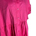 Arula Women's XL Button Up Shirt Tunic Dress Hot Pink Collared Barbiecore Preppy Photo 3