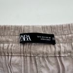 ZARA  satin effect Beige Wide Leg Palazzo Pants elastic waist lightweight flowy Photo 3