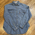 Levi's Levi Sierra Humps And Saddlery‎ Chambray Pearl Snap Orange Tab Shirt Medium VTG Photo 0