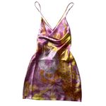 ASOS Design Pink Pop Floral Satin Cowl Neck Mini Dress Size Small Photo 5