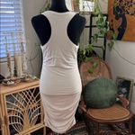 Aritzia  Babaton Beige Ruched Racerback Bodycon Mini Dress Photo 1