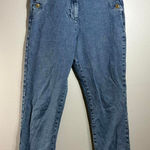 ZARA  Womens Size Large Gold Button Straight Leg Retro 90s Style Jeans High Rise Photo 0