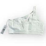 GIGI C Jacqui Sports Bra Women's Medium White One Shoulder Cutout Asymmetrical Photo 3