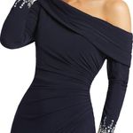 Mac Duggal NEW NWT  One Shoulder Long Sleeve Jersey Gown In Midnight Navy Photo 2
