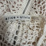Alice + Olivia  Cream Linen Crochet Crop Top Size Small Petite EUC Photo 3