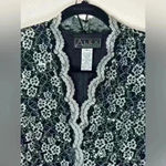 Alex Evenings 3/4 Sleeve Embroidered Blouse Black Silver Sequins Size Medium Photo 2
