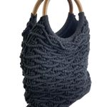 Sigrid Olsen  Womens Black Macrame Knit Crochet Hobo Beach Summer Tote Handbag OS Photo 1