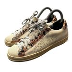 P448  Snake Skin Sneakers in Pink White pearlescent‎ leather size 38 US 7.5-8 Photo 0