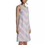 Lands' End  Rainbow‎ Chevron Stripe Linen Sleeveless Shift Dress MEDIUM Pride Photo 1
