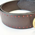 Coldwater Creek  Brown Leather Belt with Red Bead Details Photo 1