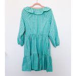 J. Crew Dress Womens Sz 10 Aqua Seersucker Plaid Ruffle Mini Cottagecore Prairie Green Photo 4