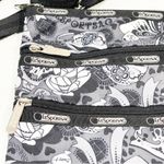 LeSportsac  Black White Grey Floral Print Nylon Multi Zip Crossbody Bag Photo 1
