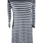 Charming Charlie Gray White Stripe Long Sleeve Crewneck Long-Line Tunic M Photo 0