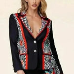 L'ATISTE  Black Ref Floral Blazer Collared neckline Long sleeves SZ 1X #2210 Photo 0