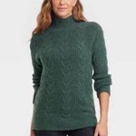 Knox Rose Womens Green Cable Knit Sweater Mock Neck Relaxed Fit 2X Photo 0