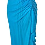 Blondie Nites Ruched Chiffon Blue Glam Slip Gown Rhinestone Accent Side Ruffle Design 5 Prom Photo 1