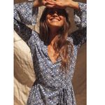 Lulus  Mandala Daydream‎ Medium Blue White Print Long Sleeve Maxi Dress Boho NWT Photo 12