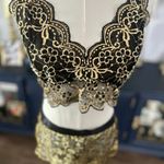 Lingerie for Women, Set in Size 2XL, Black & Gold Colors with Lace, New Photo 2