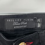 Philipp Plein Women's Black Texas Rock Distressed Straight Cut Jeans Size 26 Photo 4