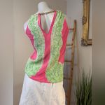 Lilly Pulitzer  Pink Green Riviera Silk Chain Halter Neck Tank Top Size XXS Photo 2