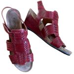 EUC Taos Leather Tradition Wedge Sandals Red Size 7 Photo 0
