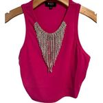 Julia By Love J Women's Size L Pink Jewel Rhinestone Fringe Tank Top Blouse NWT Size L Photo 0