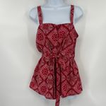 LIFE Bandana Babydoll Womens Top Sz M Red Festival Paisley Retro Americana Size M Photo 11