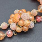 None Vintage Pastel Pink & Peach Textured Art Bead Necklace Hidden Box Clasp Japan Photo 5