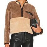 ANINE BING  Royce Pullover Sherpa Sweatshirt in Brown and Tan Photo 0