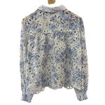 Caroline Constas Long Sleeve Floral Eyelet Top Blue & White Size‎ Large Photo 1