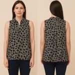 Michael Kors Black Floral Zip-Front Blouse Photo 0