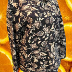 Appleseeds Womens XL Black Floral Button Up Collared Long Sleeve Cotton Jacket Photo 0