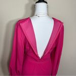 Hot pink v neck wrap tie maxi long sleeve thick back zip dress Size L Photo 2