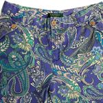 Ralph Lauren Lauren  Mid Rise Shorts 8P Blue Paisley Button Zip Cuffed Pockets Photo 1