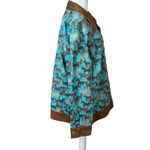 Toffee Apple Womens Jacket XL Teal Brown Horse Print Collared Equestrian Novelty Blue Photo 2