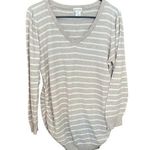 Motherhood Maternity Beige and White Striped Long Sleeve Sweater Size XL Photo 0