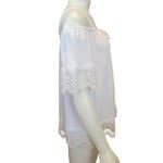 Cato women's size medium white off the shoulder stretchy tie front lace top Photo 2