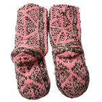 Handmade Knitted Pink and Gray Slippers High Calf B160 Photo 6