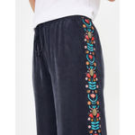 BODEN Tamara Embroidered Drawstring Loose Trousers Floral Pineapple 14 Boho Flow Blue Size 14W Photo 2