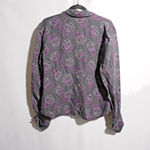 Style & Co Vintage 100% Silk Black Button Up Shirt Womens 14 Retro Office Retro Purple 80s* Photo 2