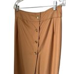 Vintage OOAK high waisted Brown wrap maxi skirt gold button closing large Photo 3