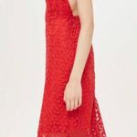 Topshop Red Floral Lace Plunge Asymmetrical Dress Photo 2