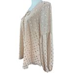 Lavender Brown NEW  Metallic Dots Blouse Women S Sheer Nude Long Sleeve Boho Top Photo 4