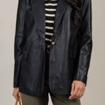 NWOT Faux leather Black Women's Blazer size S Photo 0