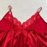 Ekouaer NWT  Vibrant Red Satin Lace V-Neck Chemise Sleepwear Soft Lingerie Photo 12