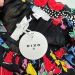 RIXO Dress Womens Size 2 Black Floral Print Off Shoulder Puff Sleeve Maxi Photo 4