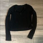 Brandy Melville Black Fitted Polo Long Sleeve Top Photo 0