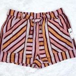 Anthropologie Red Motif High Waist Belted Stripe Shorts Large Petite Photo 2