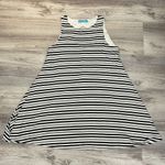 Dina Be e Sleeveless Black, Gray & Cream Striped Above the Knee Swing Dress M Photo 3