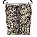 Bebe Pencil Skirt Side Slits Cotton Stretch Leopard Print Beige 2 Photo 0